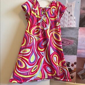 Hanna Andersson Pink and Yellow Casual Sundress with Flutter Cap Sleeves